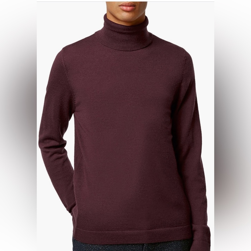 Topman Merino Wool Deep Red/Maroon Knit Turtleneck Sweater
